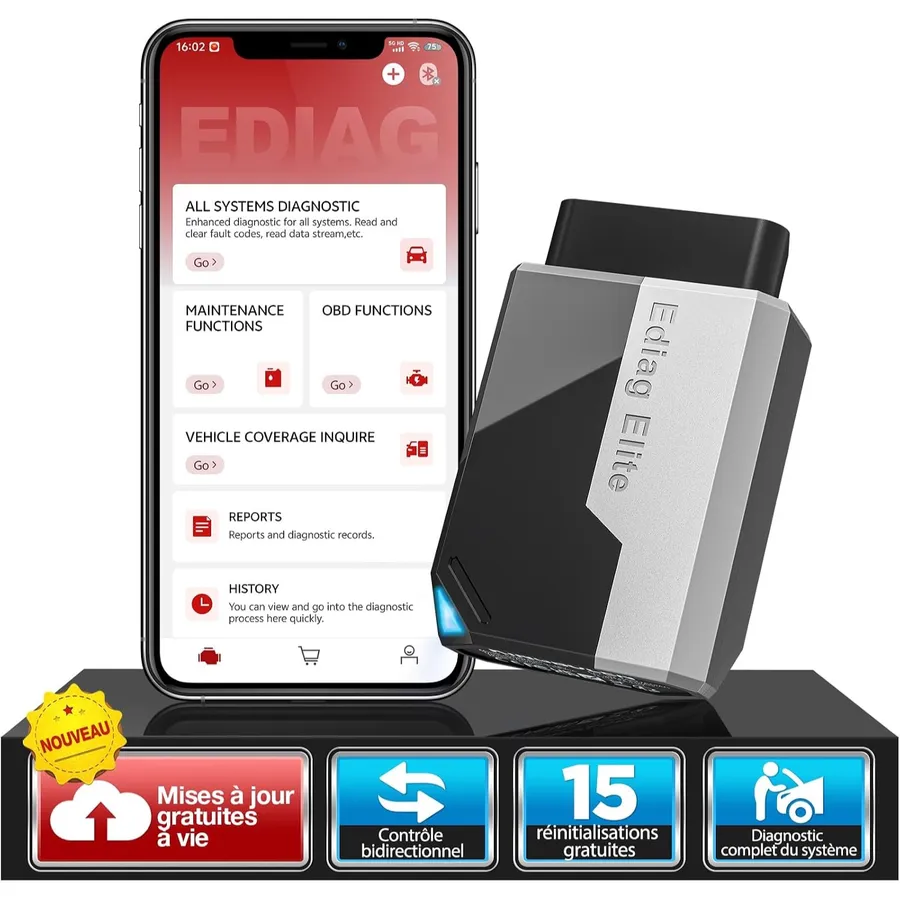 Kingbolen Ediag Elite - diagnostic OBD2 Bluetooth sur smartphone